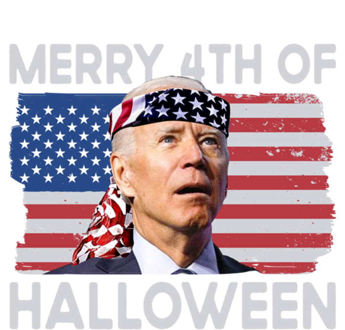 Merry 4th Of Halloween Confused Biden 4th Of July Cool Gift Pom Pom 12in Knit Beanie