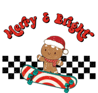 Merry And Bright Christmas Funny Skateboarding Gingerbread Gift T-Shirt