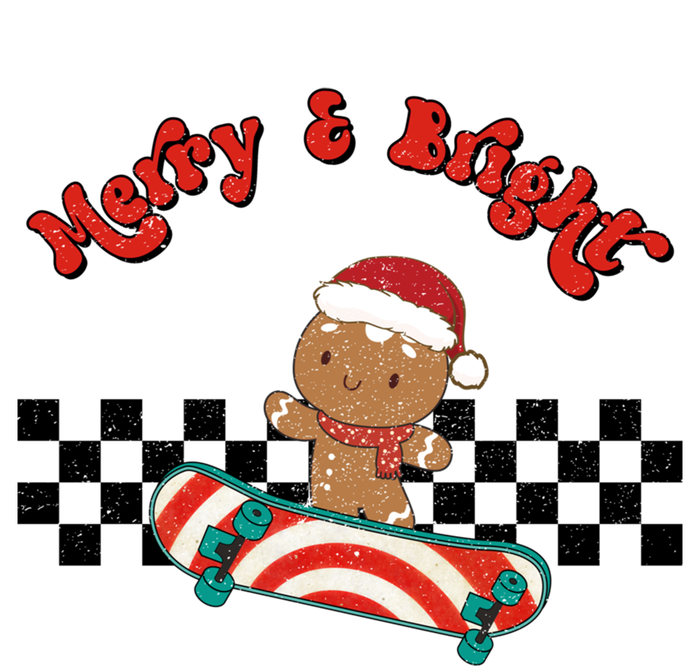 Merry And Bright Christmas Funny Skateboarding Gingerbread Gift T-Shirt