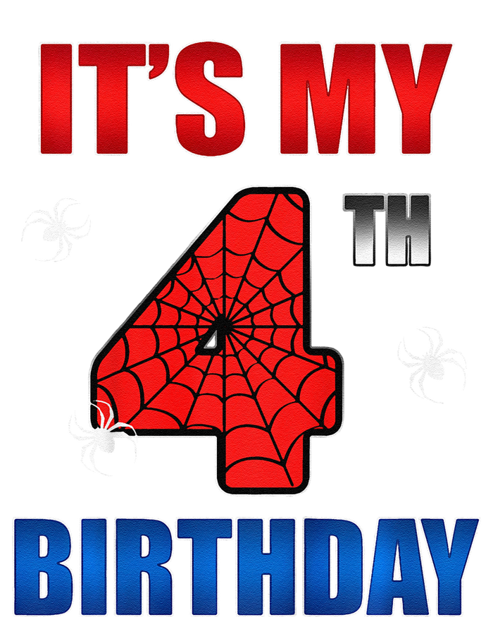 Spider Web Four 4 Years Old ItS My 4th Birthday Boy Party T-Shirt