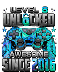 Level 8 Unlocked Awesome Since 2016 8th Birthday Gaming T-Shirt