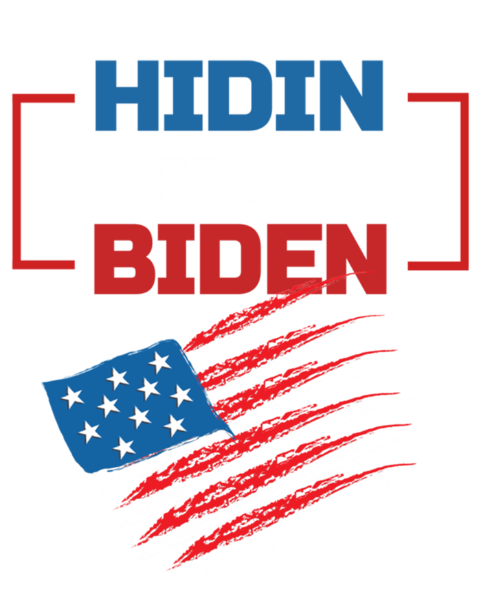 Hidin From Biden Red Us Flag Trump 2020 Funny Anti Joe Biden Gift Pom Pom 12in Knit Beanie