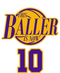 10 Years Old Birthday Basketball Baller Purple And Yellow Garment-Dyed Heavyweight T-Shirt