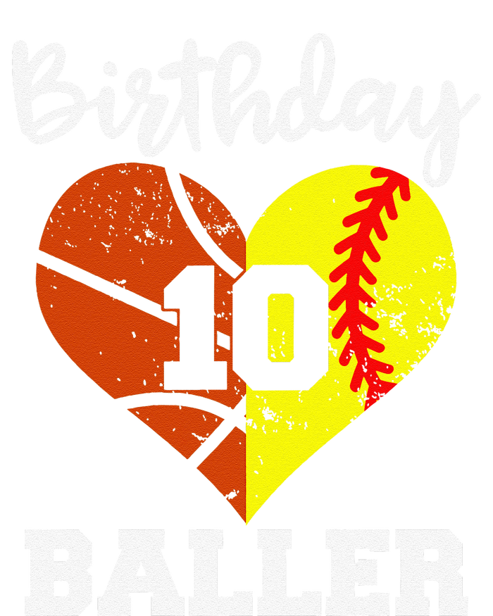 10th Birthday Baller Funny 10 Year Old Softball Basketball T-Shirt