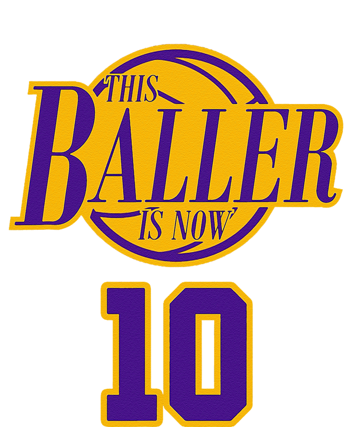 10 Years Old Birthday Basketball Baller Purple And Yellow Women's Pullover Hoodie