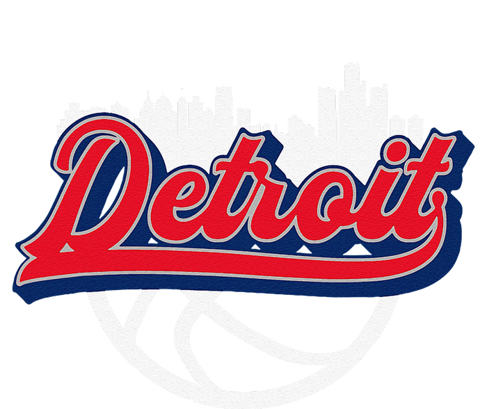 Detroit Vintage Basketball Script City Skyline Fan T-Shirt