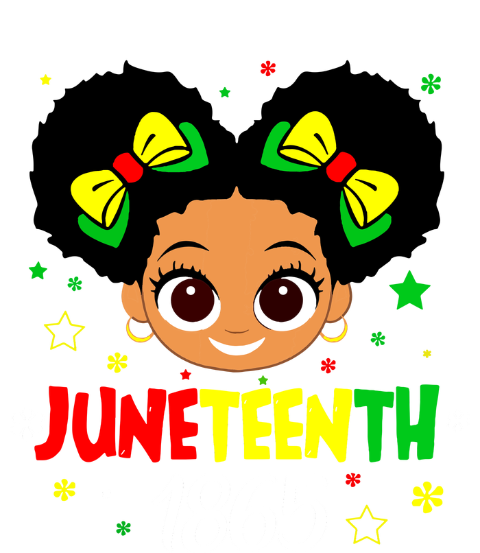 Juneteenth Celebrating 1865 Cute Black Girl V-Neck T-Shirt