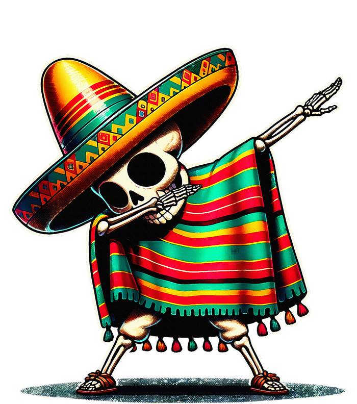 Dabbing Mexican Skeleton Poncho Cinco De Mayo LetS Fiesta Women's Crop Top Tee