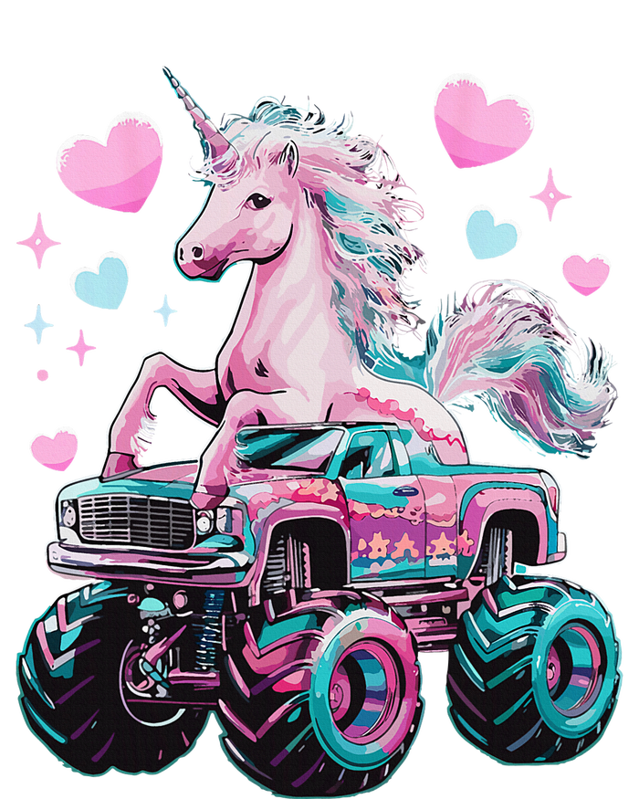 Monster Truck Unicorn Girl Birthday Party Monster Truck Women's Fleece Hoodie