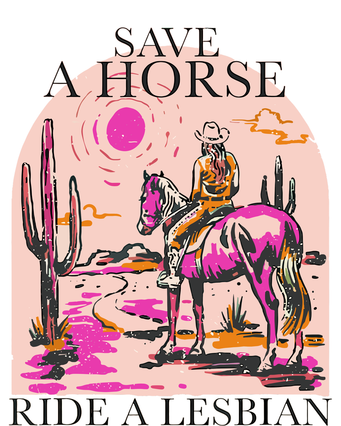 Save A Horse Ride A Lesbian Cowboy Lgbtq Western Retro Cooling Performance Long Sleeve Crew