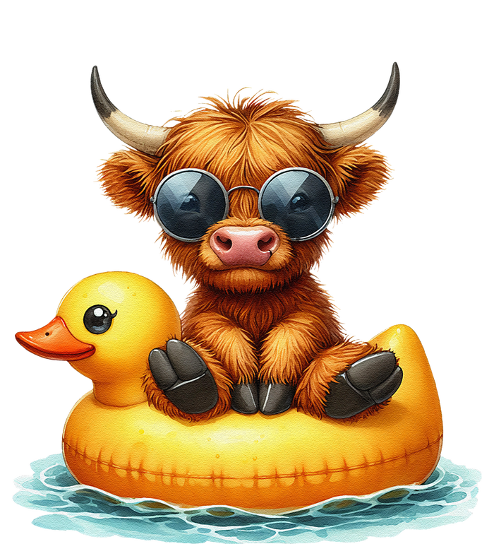 Cute Highland Cow Duck Pool Float Summer Vibes Swimming T-Shirt