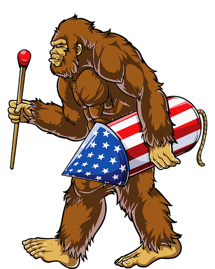 Bigfoot Fireworks 4th Of July Sasquatch American Flag Us T-Shirt