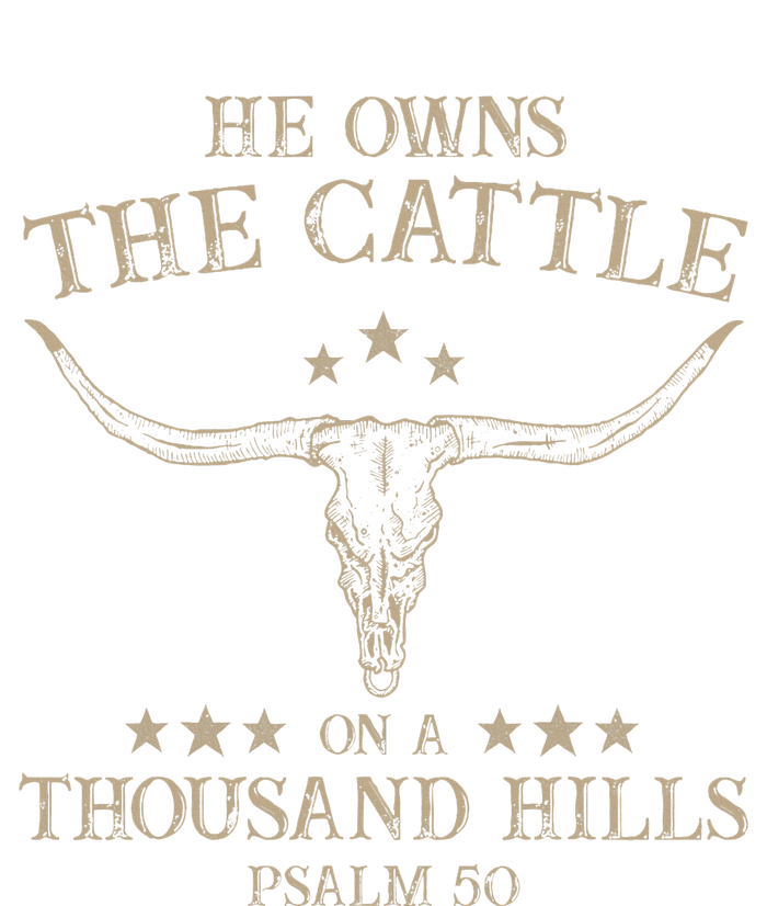 He Owns The Cattle On A Thousand Hills Psalm 50 Vintage Cow The Baniff Cuffed Pom Beanie