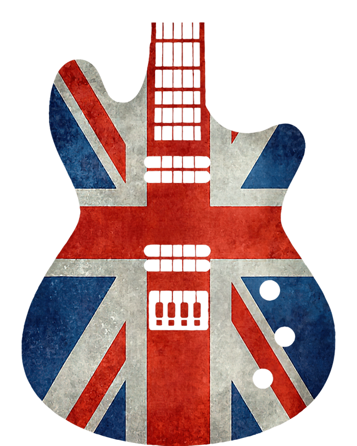 Vintage Guitar British Jack Union Flag Rock Guitarist T-Shirt