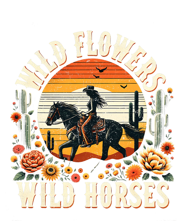 Sunset Cowgirl Riding Horse Wild Flowers Wild Horses Kids Hoodie