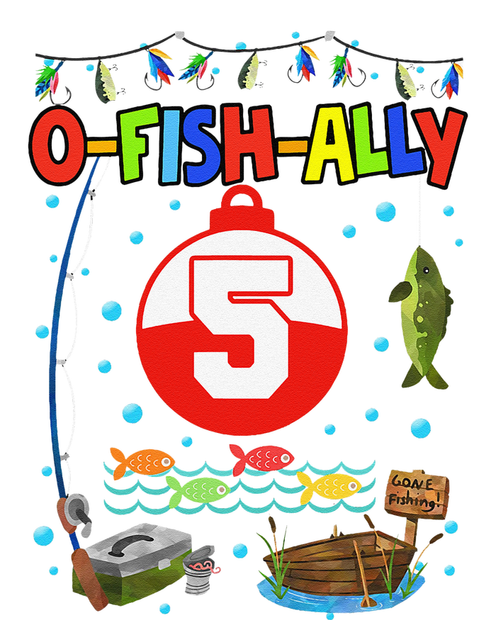 5 Year Old Fishing 5th Birthday Boy Bday Party Decorations Cooling Performance Crew T-Shirt