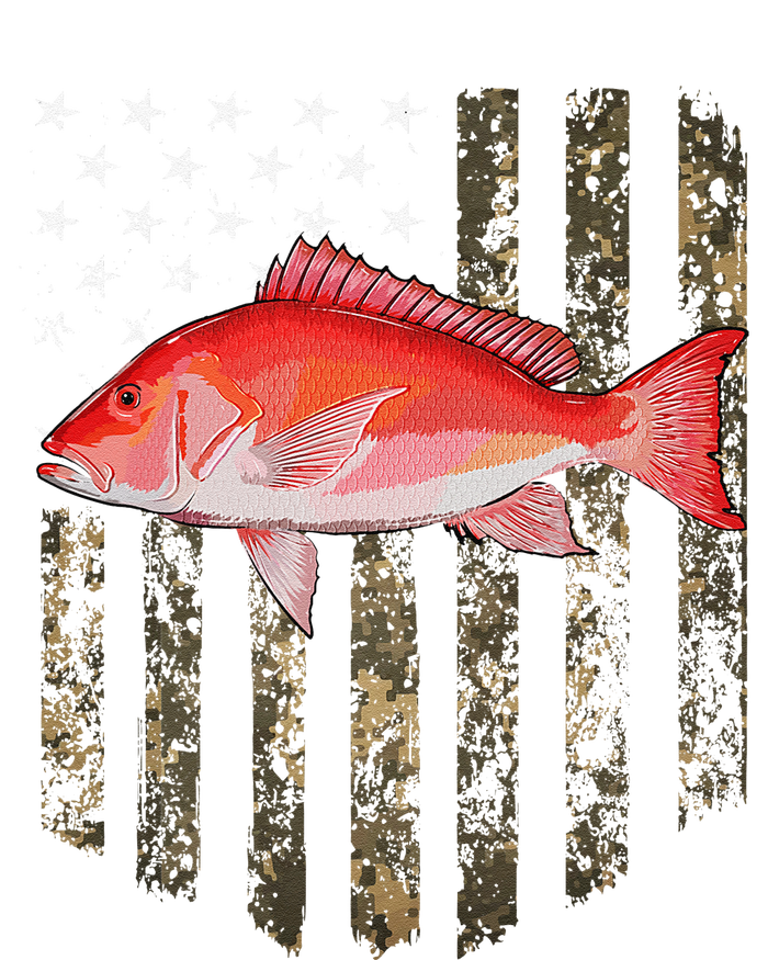 Camo American Flag Red Snapper Fishing 4th Of July T-Shirt