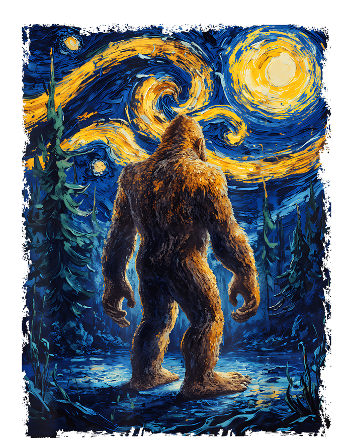 Bigfoot Starry Night Sasquatch Van Gogh Painting Tank Top