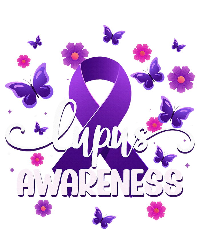 Purple Lupus Awareness Ribbon Purple Butterflies Lupus Womens CVC Long Sleeve Shirt