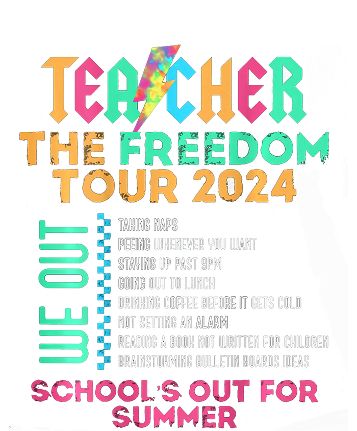 Teacher The Freedom 2024 Summer Last Day Of School Tie-Dye Long Sleeve Shirt