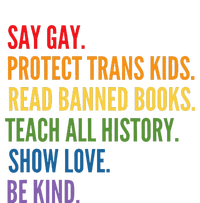 Say Gay Protect Tran Read Banned Books Be Kind Lgbtqia Women's Tri-Blend 3/4-Sleeve Raglan Shirt