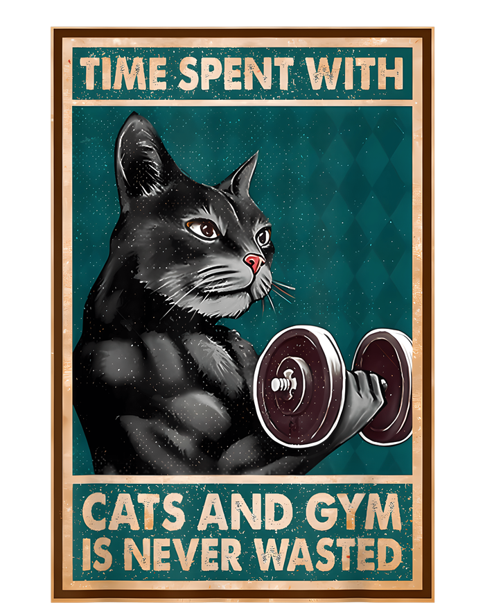 Time Spent With Cats And Gym Is Never Wasted Workout Bodybuilding T-Shirt