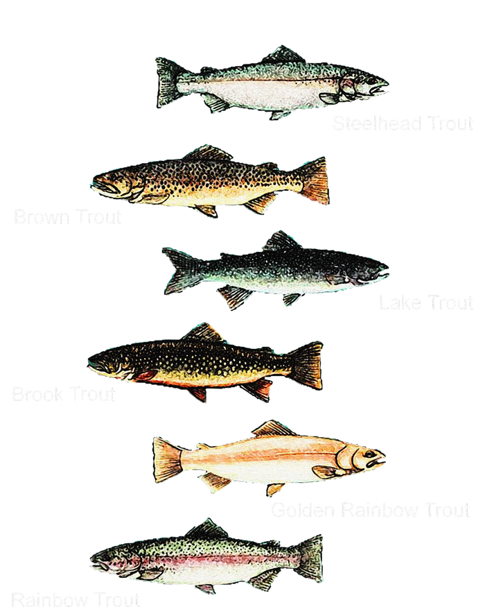 Types Of Trout Fish Species Collection Fishing Long Sleeve Shirt