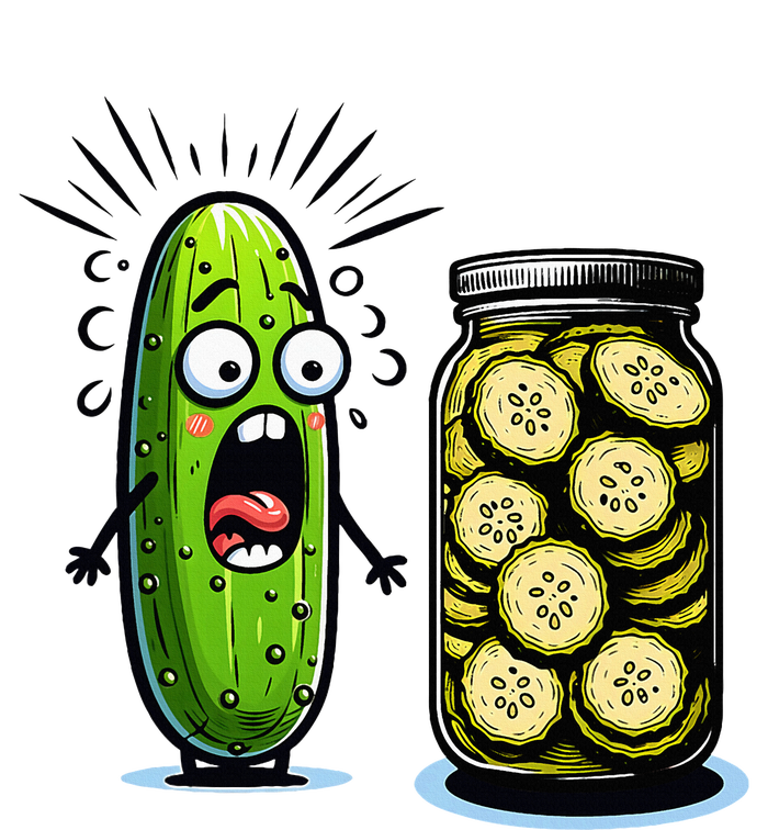 Funny Pickle Surprise A Cucumber And A Jar Of Sliced Pickles T-Shirt