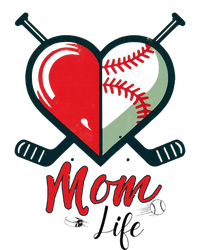 Mom Life Heart Funny Baseball Hockey Mom Mothers Day V-Neck T-Shirt