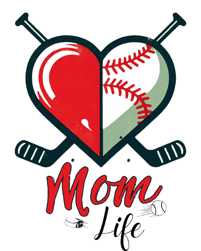 Mom Life Heart Funny Baseball Hockey Mom Mothers Day V-Neck T-Shirt