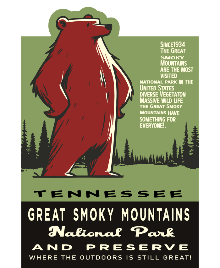 Great Smoky Mountains National Park Funny Bear Vintage Poster