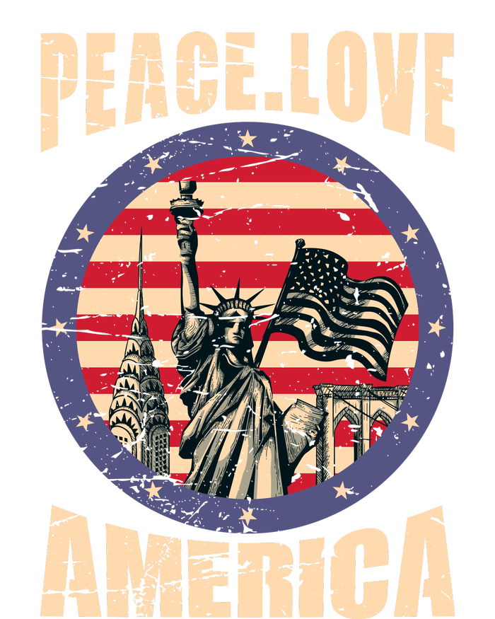 Peace Love And America Graphic Ladies Long Sleeve Shirt