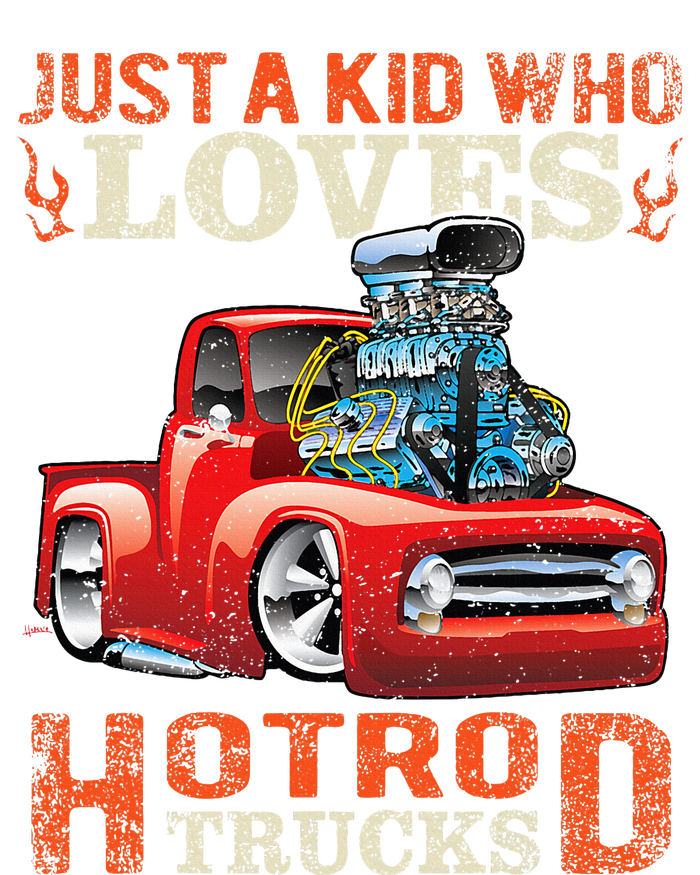 Just Who Loves Hotrod Trucks Cartoon Distressed Design T-Shirt