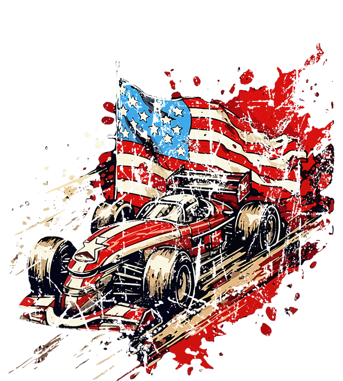 Auto Racing Car American Flag 4th Of July T-Shirt