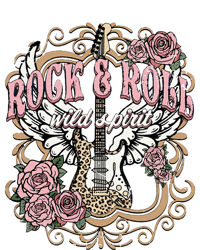 Rock N Roll Wild Spirit Lets Rock Guitar Floral Kids Long Sleeve Shirt