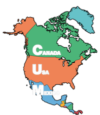 Canada Usa Mexico Cum Map Dry Zone Grid Polo