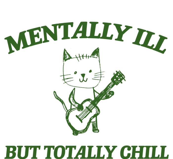 Mentally Ill Yet Totally Chill Funny Self Care Cute Little Guitar Playing Kitty Stainless Steel Insulated Water Bottle