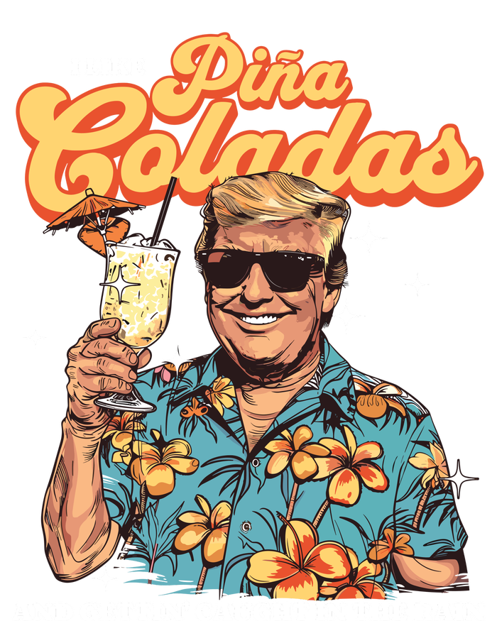 Pina Coladas Donald Trump Summer Vacation Hawaii Beach Funny Bella+Canvas Jersey Crop Tee