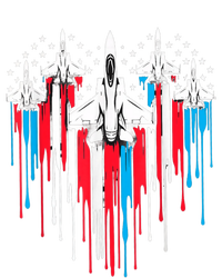 Retro Fighter Jet Airplane American Flag Heart 4th Of July T-Shirt