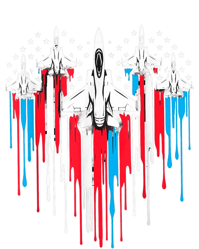 Retro Fighter Jet Airplane American Flag Heart 4th Of July T-Shirt