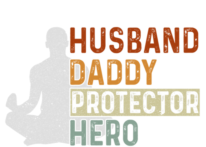 Husband Daddy Protector Hero Fathers Day Yoga Dad Grandpa Gift V-Neck T-Shirt