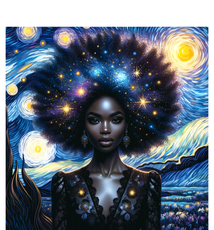 Colorfull Black Queen Afro American Starry Night Junenth Great Gift T-Shirt