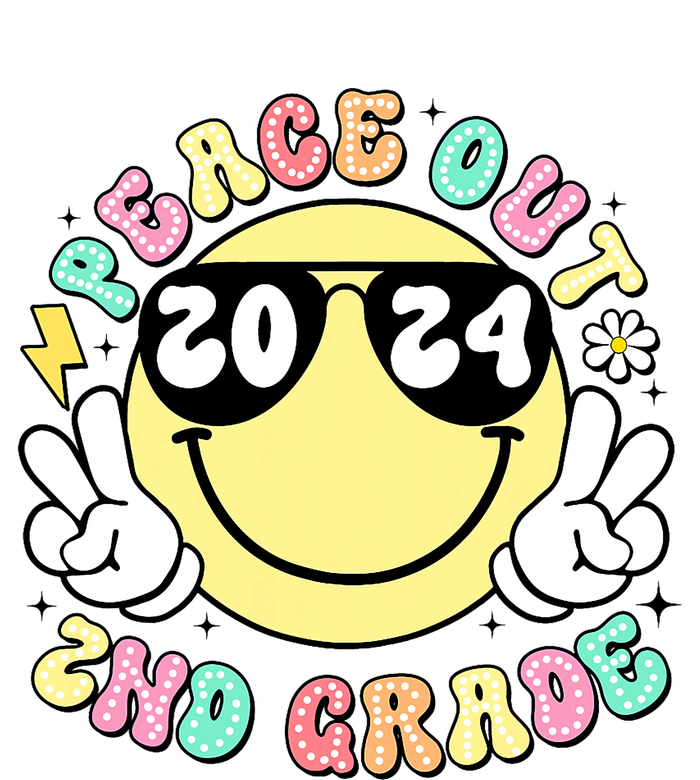 Peace Out 2nd Grade Retro Smile Last Day Of School 2024 Stainless Steel Travel Mug