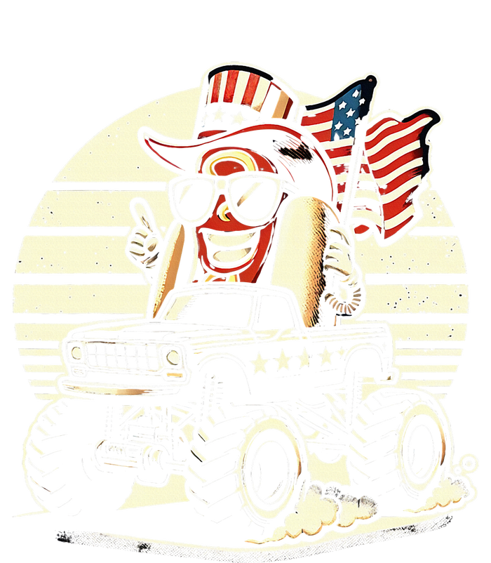 Hotdog Riding Monster Truck 4th Of July Usa Flag T-Shirt