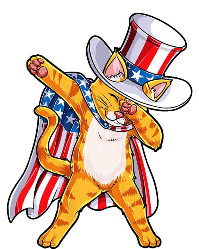 Meowica Dabbing Cat Uncle Sam 4th Of July Women's Crop Top Tee