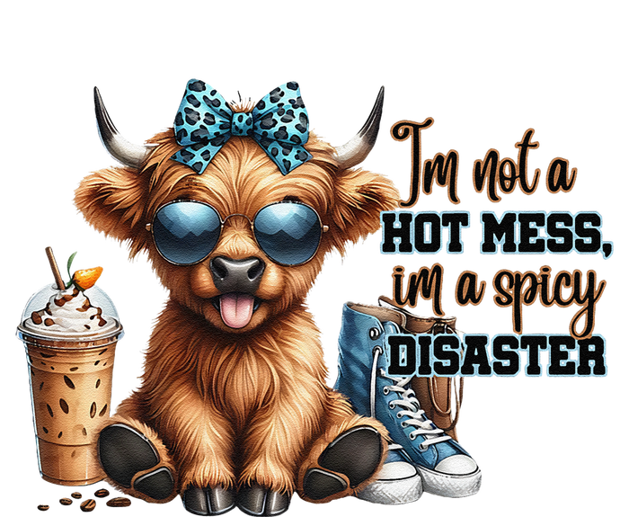 Cute Highland Cow IM Not A Hot Mess Im A Spicy Disaster Women's V-Neck T-Shirt