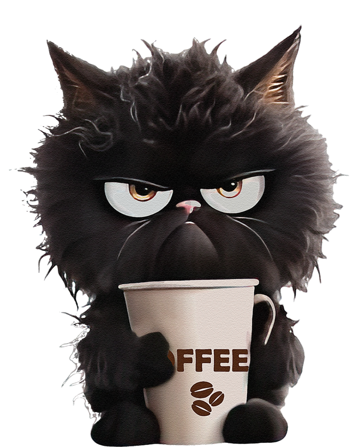 Funny Angry Black Cat Drinking Coffee Loves Coffee Pet T-Shirt