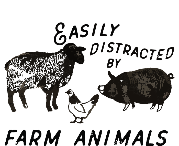 Easily Distracted By Farm Animals Women's V-Neck T-Shirt