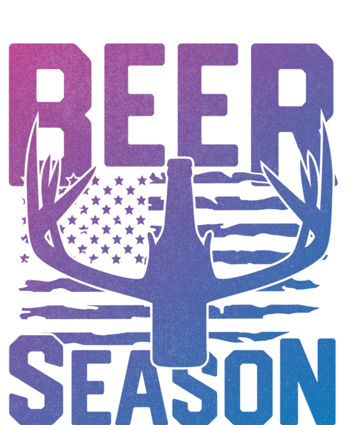 Funny Beer Season Deer Antlers American Flag Hunting Gift T-Shirt