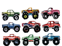 Retro Monster Trucks In A Row Big Trucks Canvas